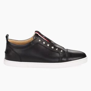 Christian Louboutin Black Leather Sneakers with Silver Studs